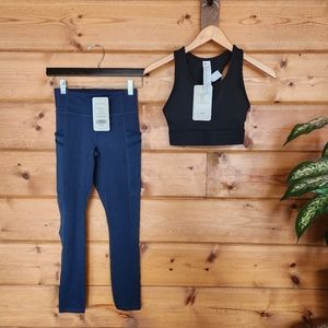 Fabletics NWT Outfit Mila Impact Sports Bra Trinity Mid Pocket 7/8 Leggings XXS‎